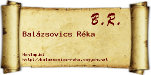 Balázsovics Réka névjegykártya