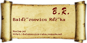 Balázsovics Réka névjegykártya
